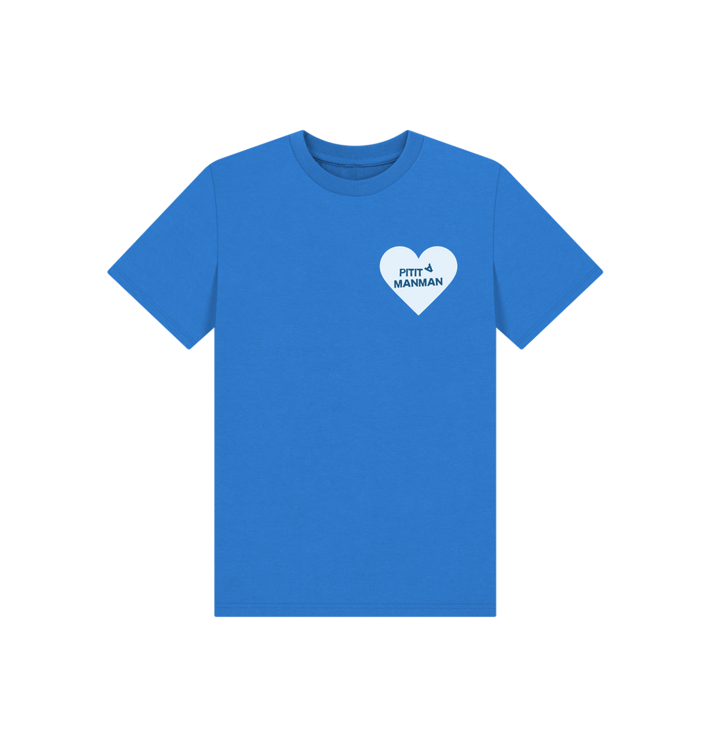 Bright Blue Printed Kids T-Shirt Front