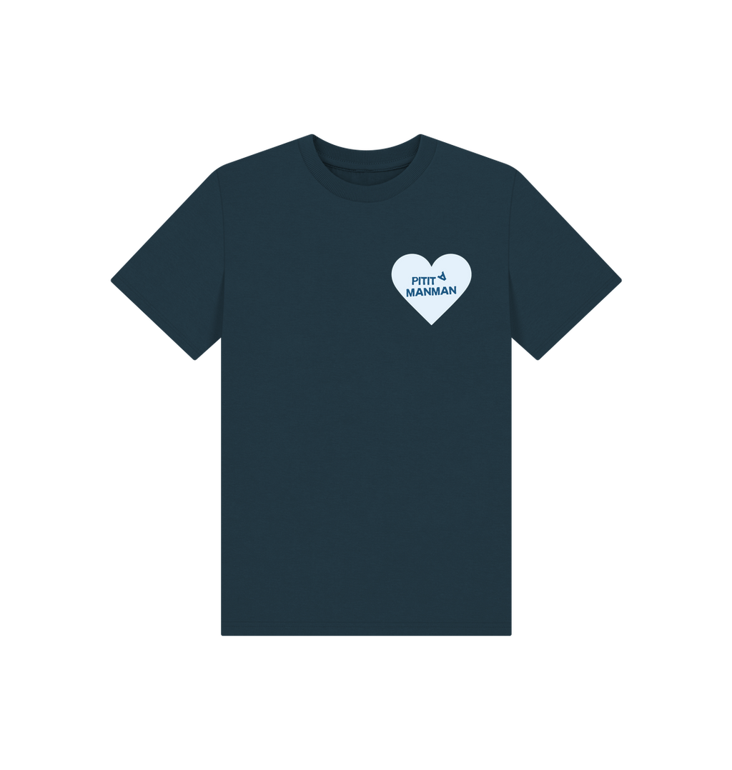 Denim Blue Printed Kids T-Shirt Front