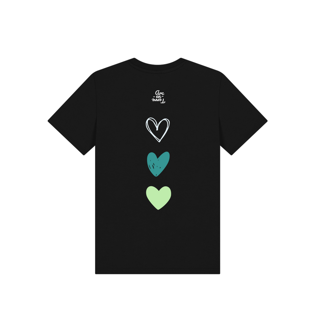 Black Printed Kids T-Shirt Back