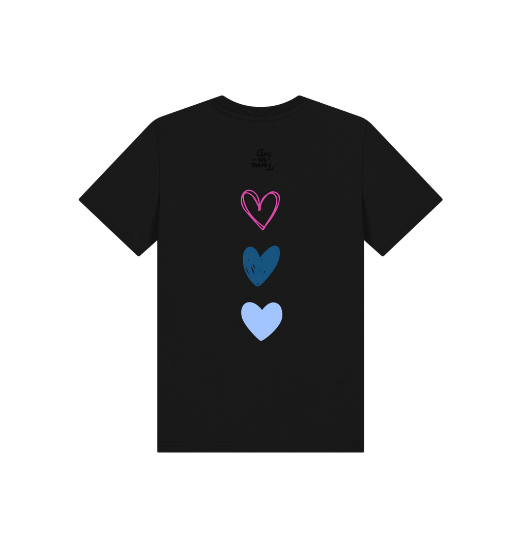 Black Printed Kids T-Shirt Back