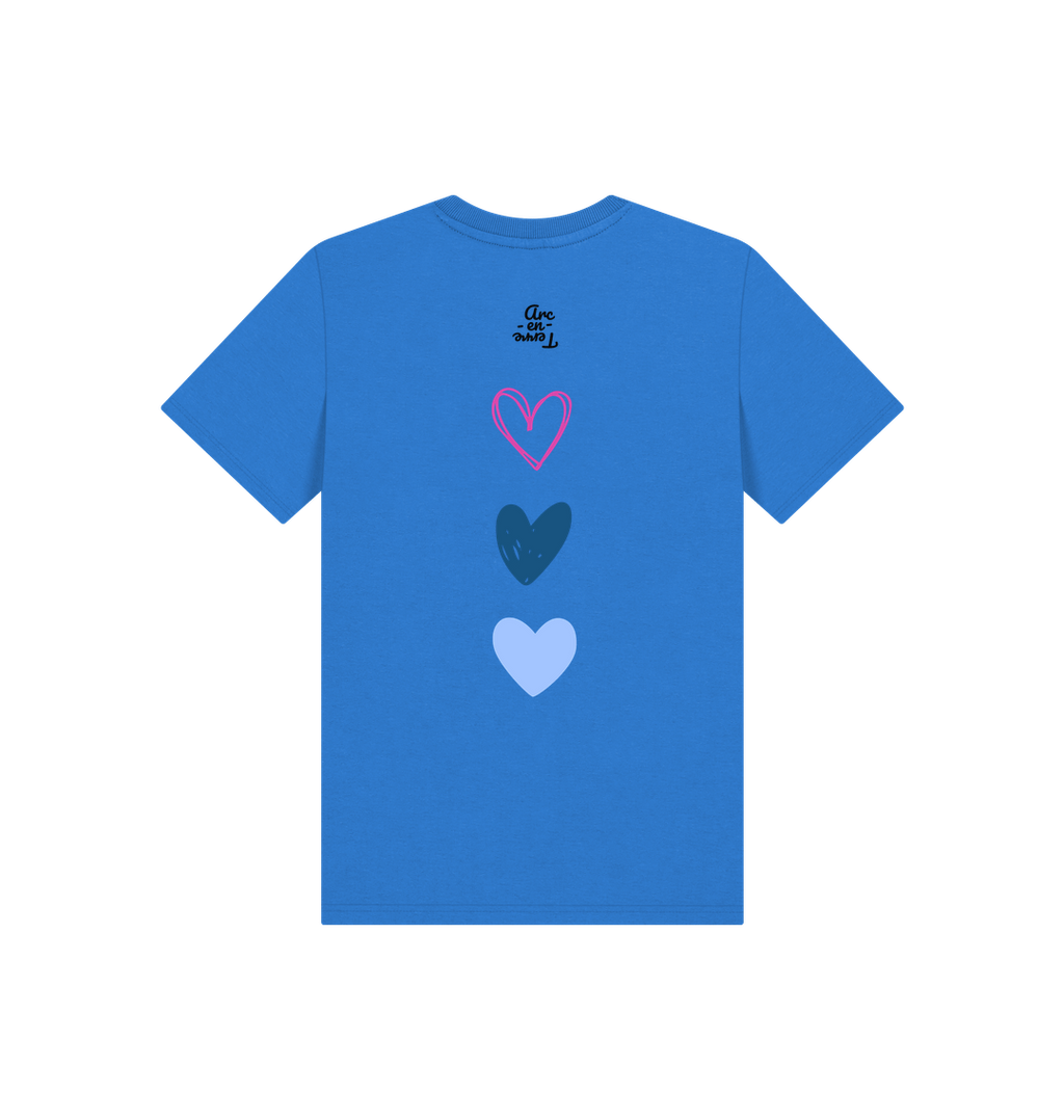 Bright Blue Printed Kids T-Shirt Back