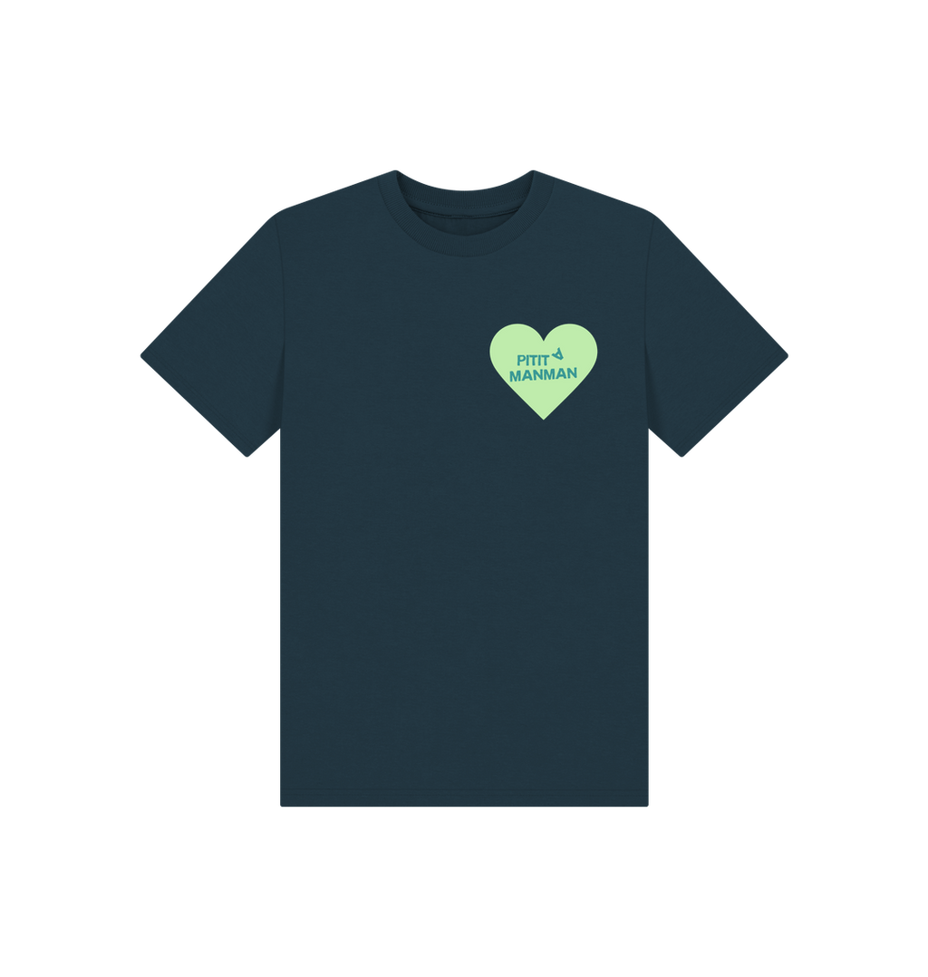 Denim Blue Printed Kids T-Shirt Front